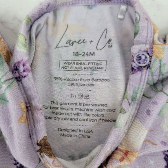 Laree + Co Bamboo Purple Floral Fairy Top Ruffle Sleeves Matching Bloomers Set - Picture 8 of 14